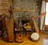 Various instruments in front of the hearth