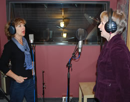 Susan and Janine in the recording studio for vocal tracks